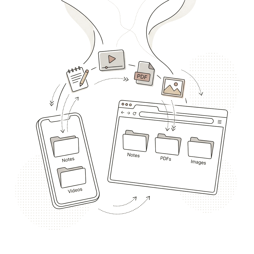 Pickmix capture interface — save notes, highlights, and ideas from anywhere